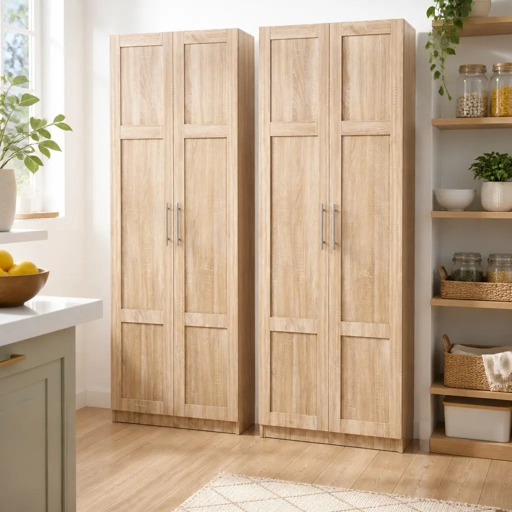 2x Buffet Sideboard Cabinet Pine Storage Organiser Kitchen Pantry Hutch