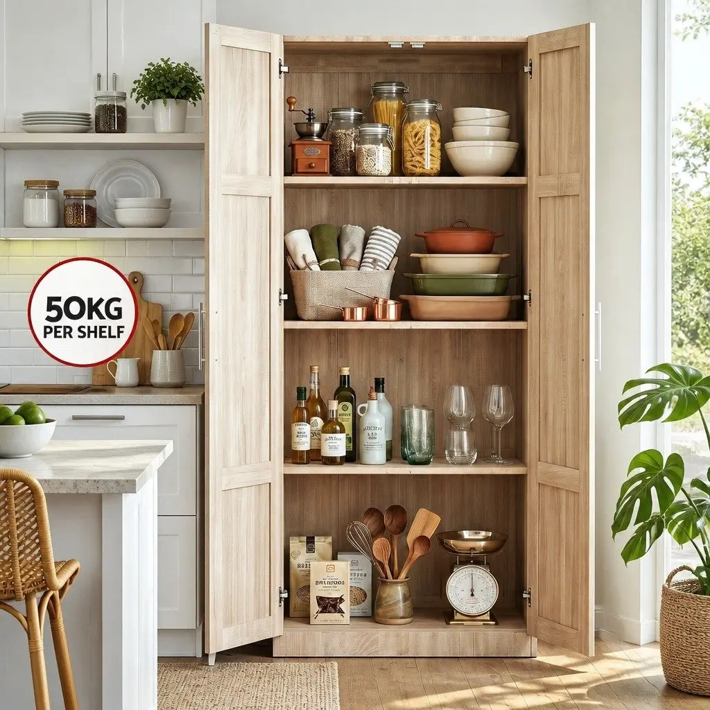 2x Buffet Sideboard Cabinet Pine Storage Organiser Kitchen Pantry Hutch