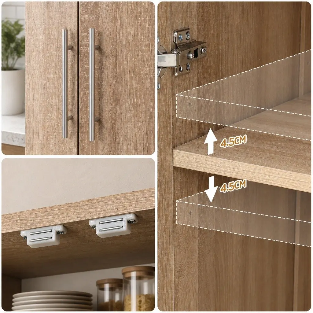 2x Buffet Sideboard Cabinet Pine Storage Organiser Kitchen Pantry Hutch