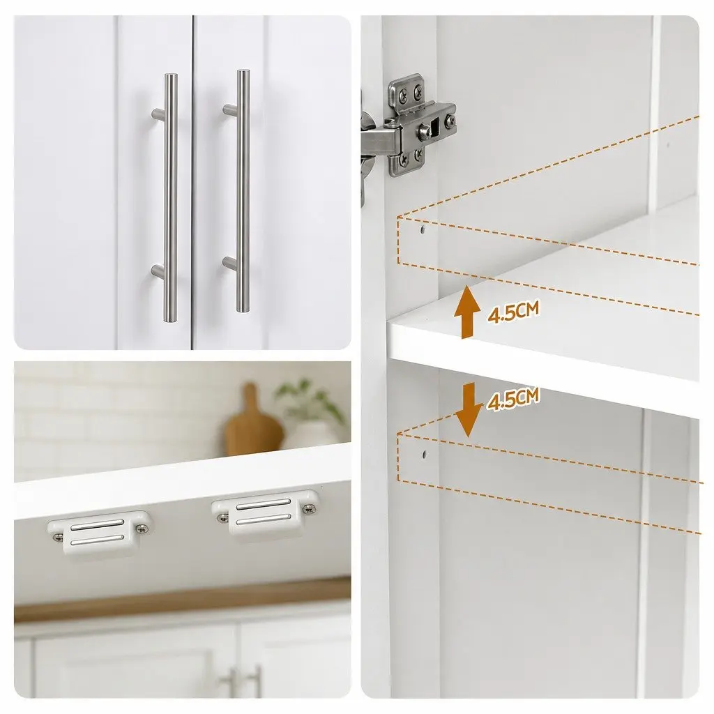 2-Door Storage Cabinet White Kitchen Dining Buffet Sideboard Pantry Hutch