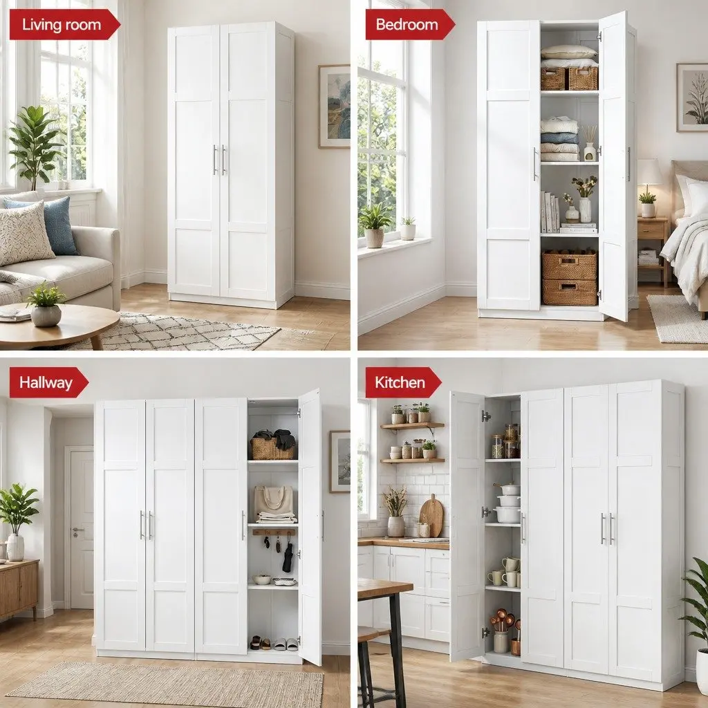 2-Door Storage Cabinet White Kitchen Dining Buffet Sideboard Pantry Hutch