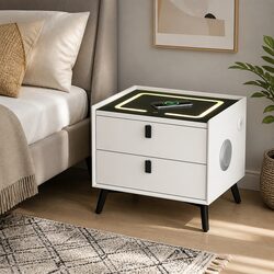Elegant Smart Bedside Table with 2 Drawers and Wireless Charging