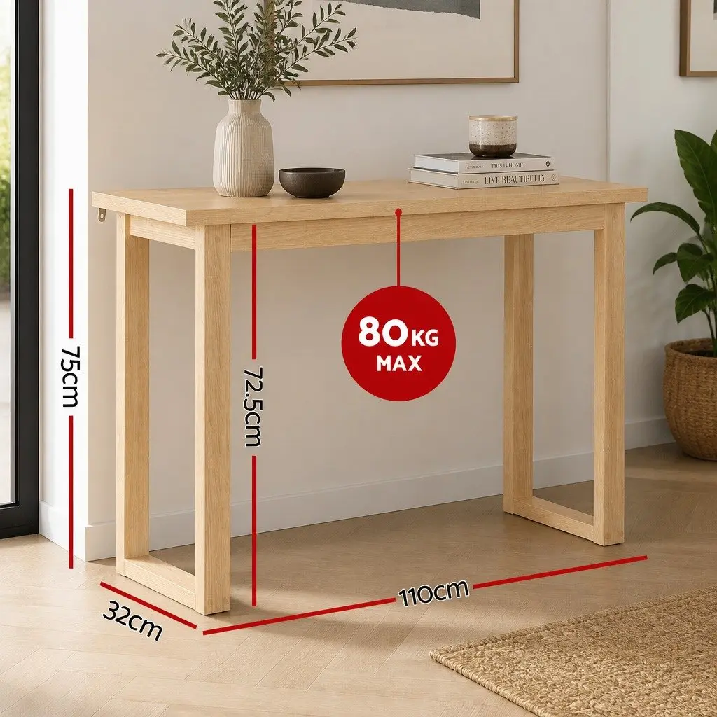 Console Table 110CM Pine Wood Grain Minimalist Design Storage Entryway Hallway
