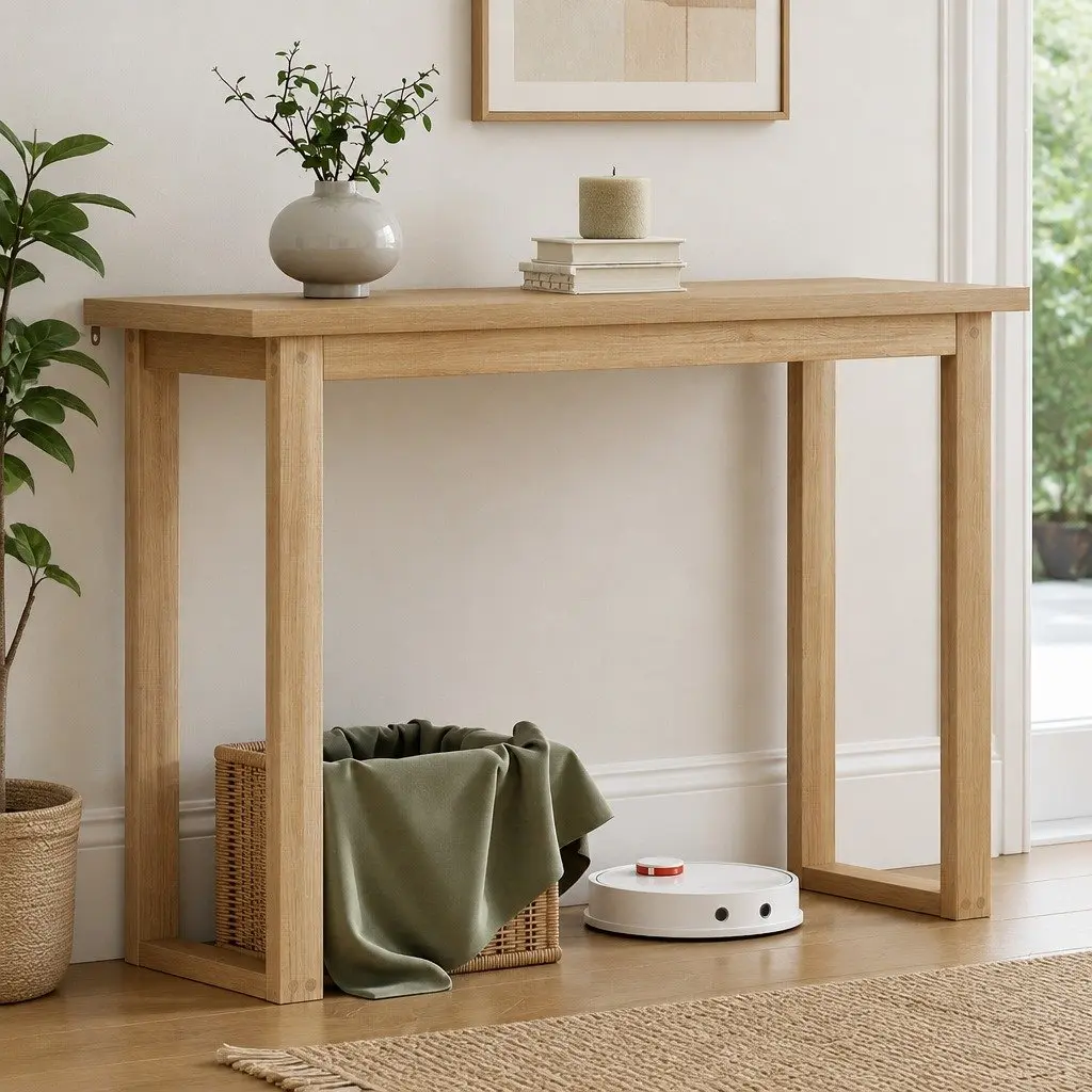Console Table 110CM Pine Wood Grain Minimalist Design Storage Entryway Hallway