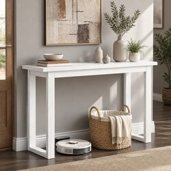 White Minimalist Console Table for Entryways and Living Rooms