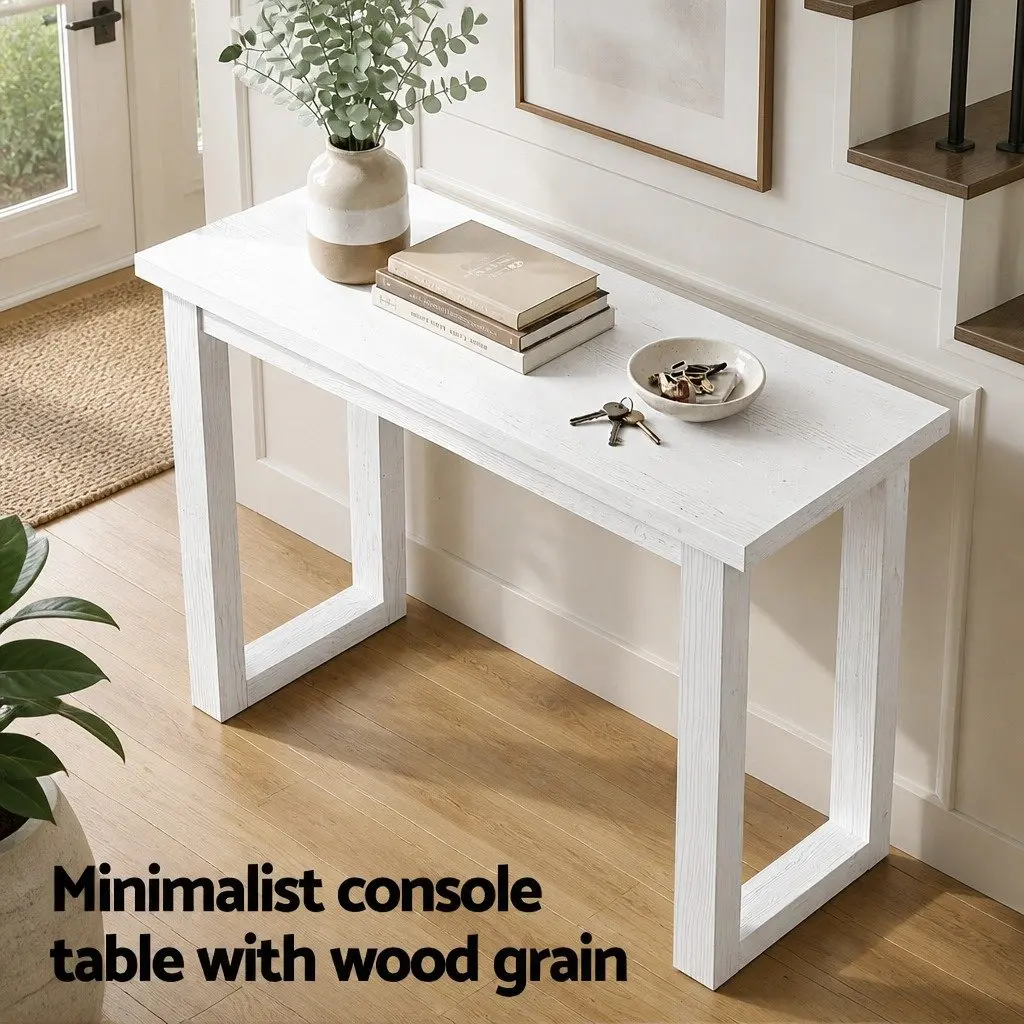 White Minimalist Console Table for Entryways and Living Rooms