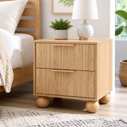 Elegant Pine Bedside Table with 2 Drawers
