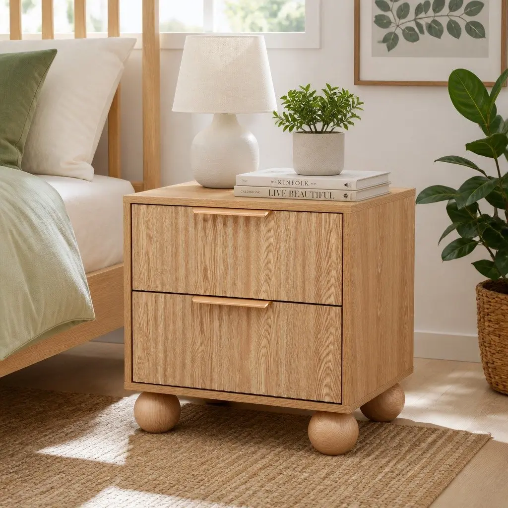 Pine Bedside Table with 2 Drawers