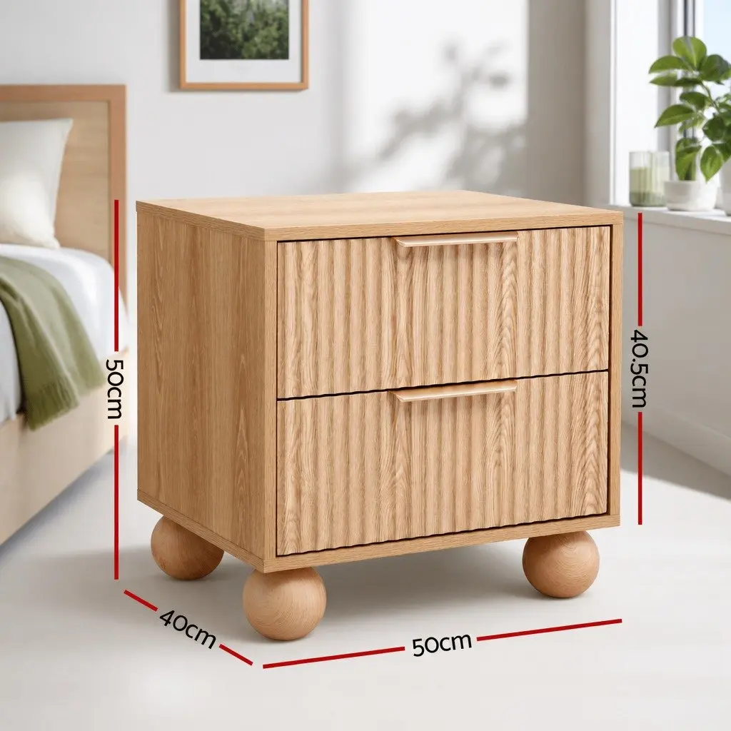 Pine Bedside Table with 2 Drawers