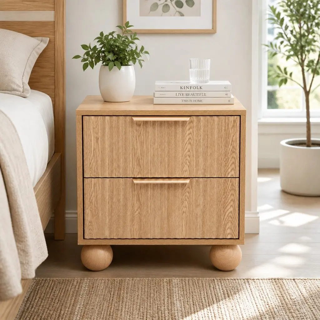 Pine Bedside Table with 2 Drawers