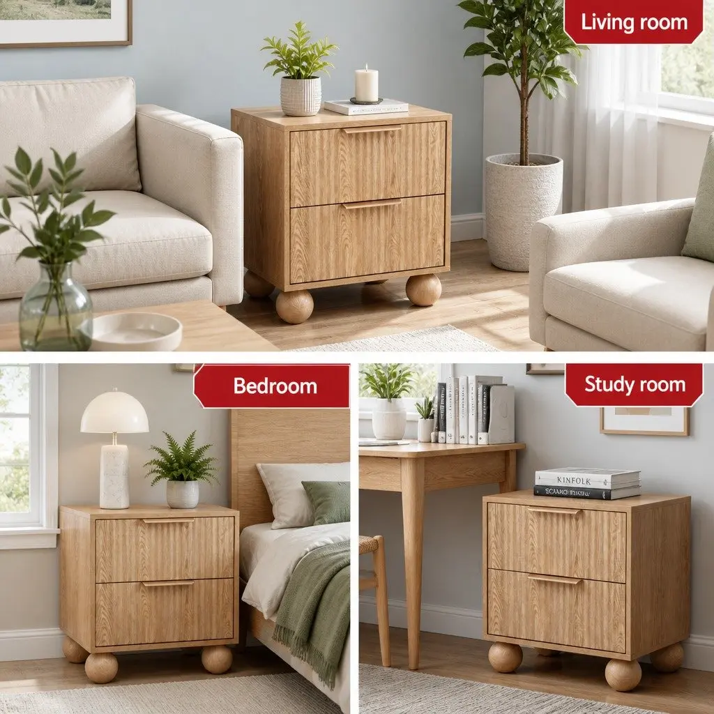 Pine Bedside Table with 2 Drawers