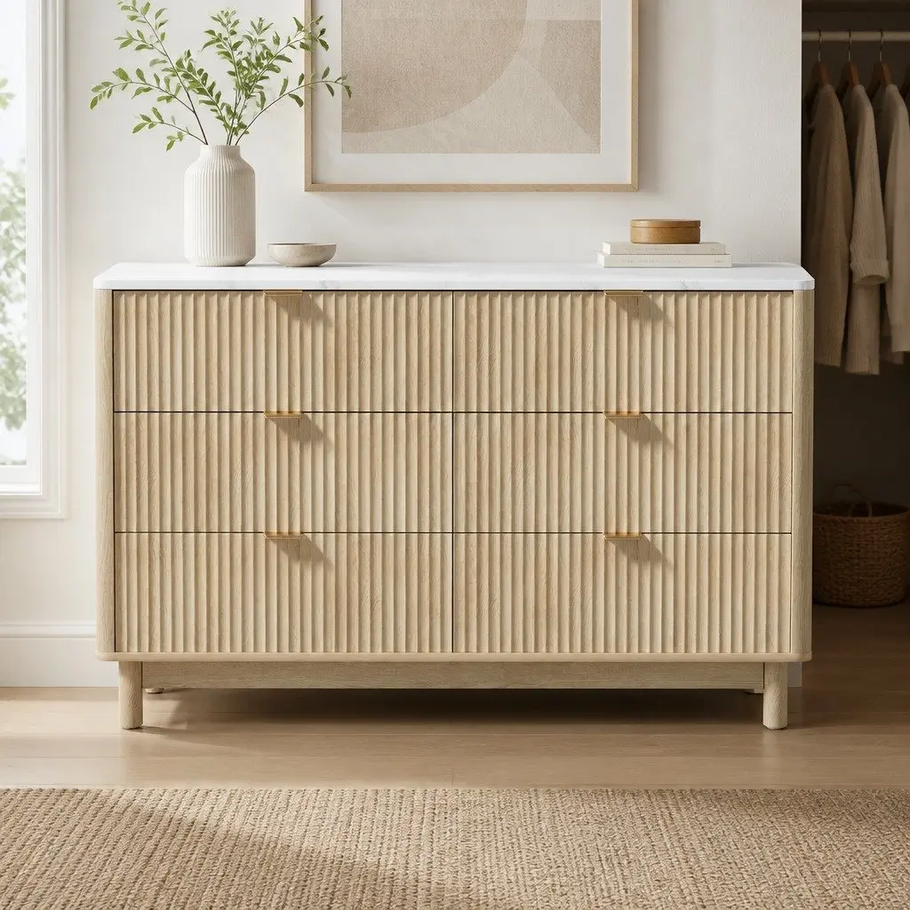 6 Drawer Chest of Drawers Dresser Storage Cabinet Pine Wooden Bedroom Furniture