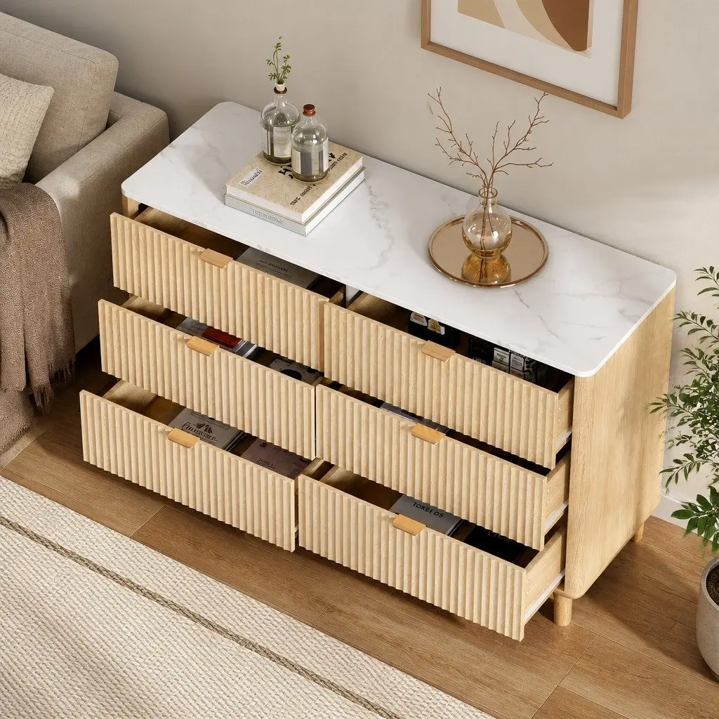 6 Drawer Chest of Drawers Dresser Storage Cabinet Pine Wooden Bedroom Furniture