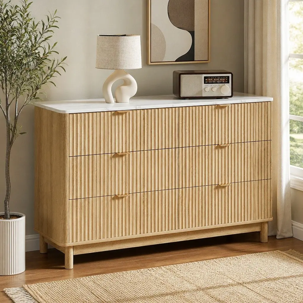 6 Drawer Chest of Drawers Dresser Storage Cabinet Pine Wooden Bedroom Furniture