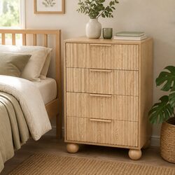 Pine 4 Drawer Tallboy Chest for Bedroom Storage
