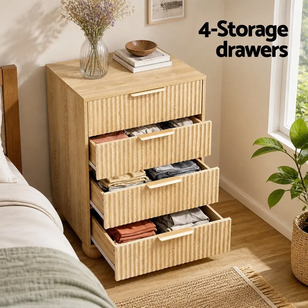 Pine 4 Drawer Tallboy Chest for Bedroom Storage