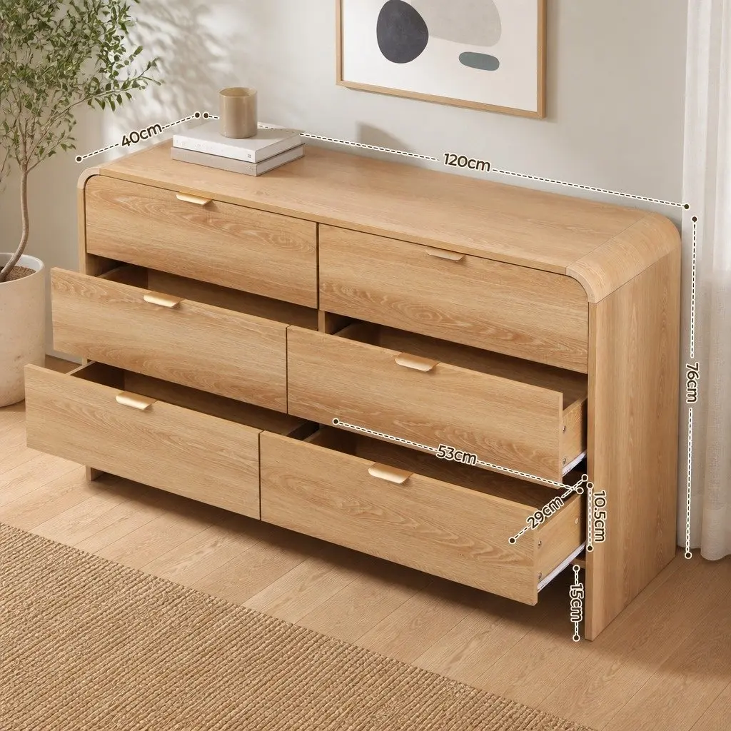 6 Drawer Chest of Drawers Dresser Cabinet Pine Wooden Storage Bedroom Furniture