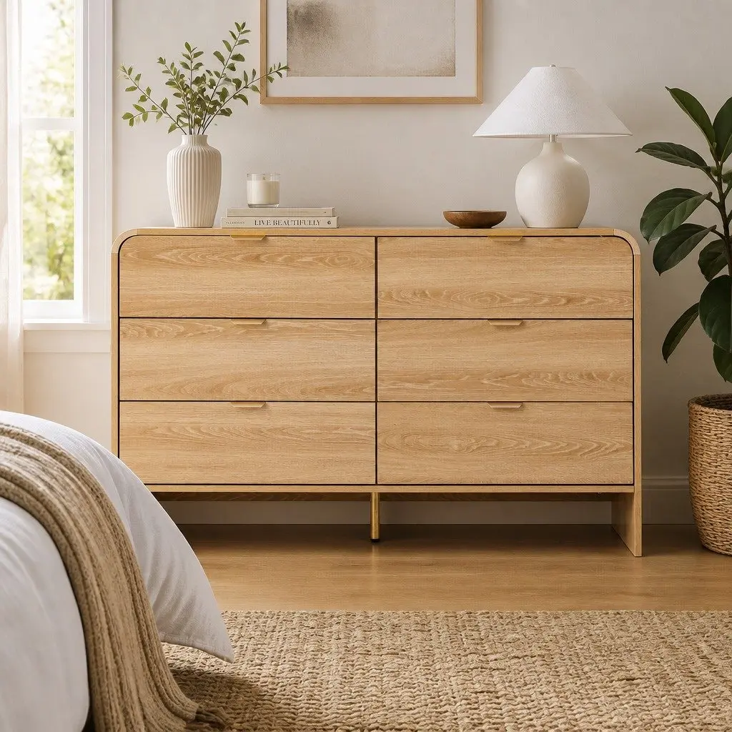 6 Drawer Chest of Drawers Dresser Cabinet Pine Wooden Storage Bedroom Furniture