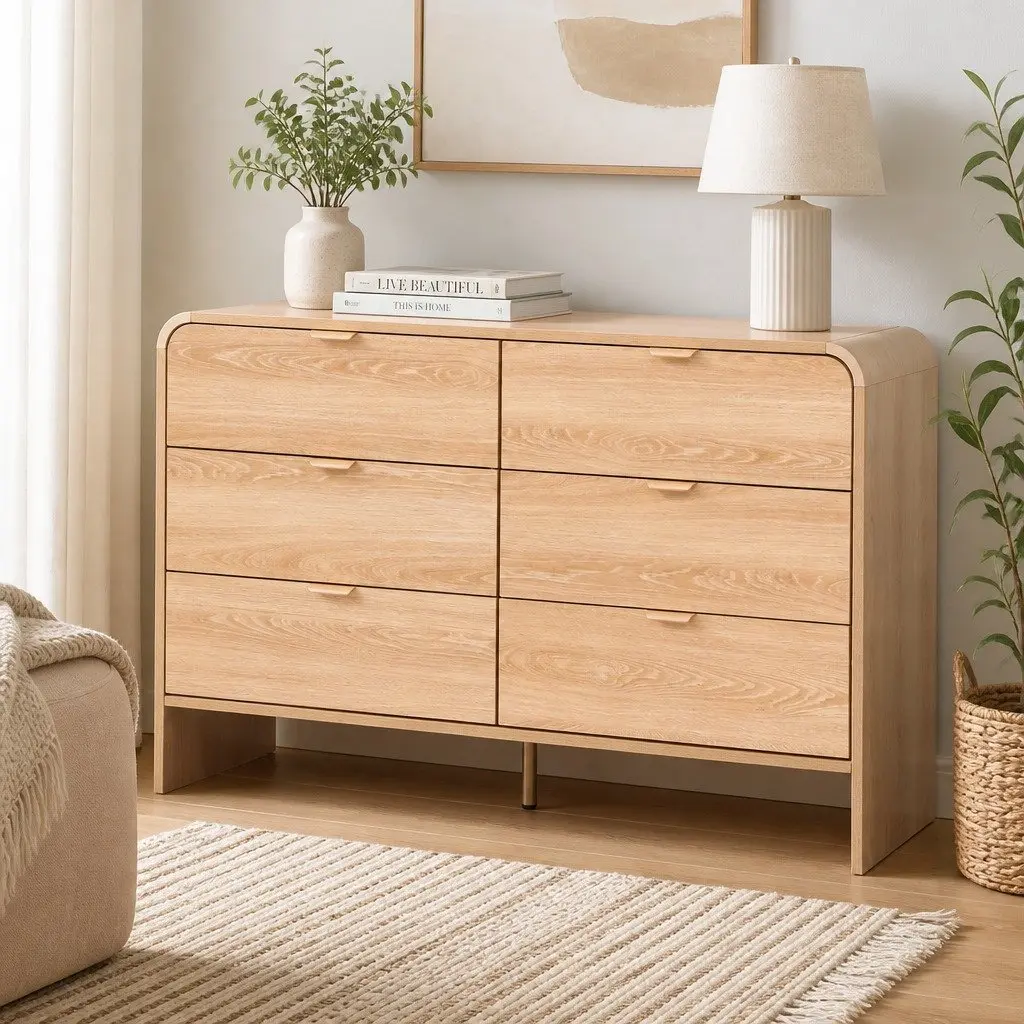 6 Drawer Chest of Drawers Dresser Cabinet Pine Wooden Storage Bedroom Furniture