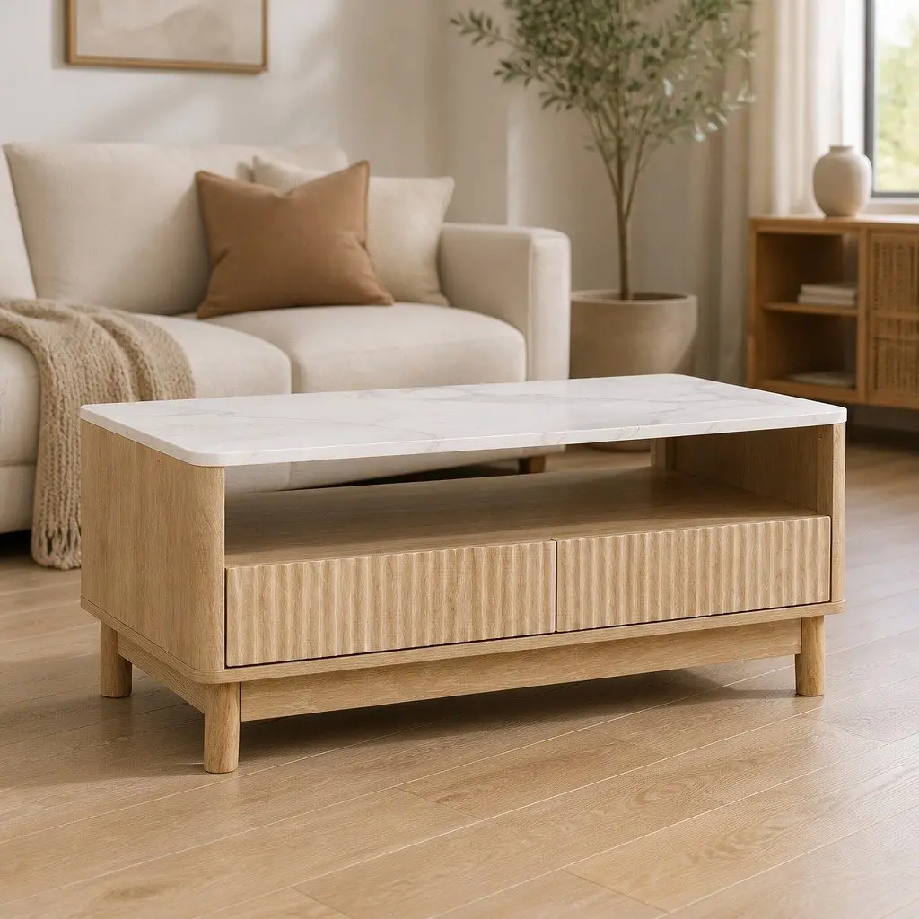 Coffee Table with Drawer and Shelf