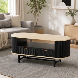 Stylish Coffee Table with 2 Drawers and Open Shelf