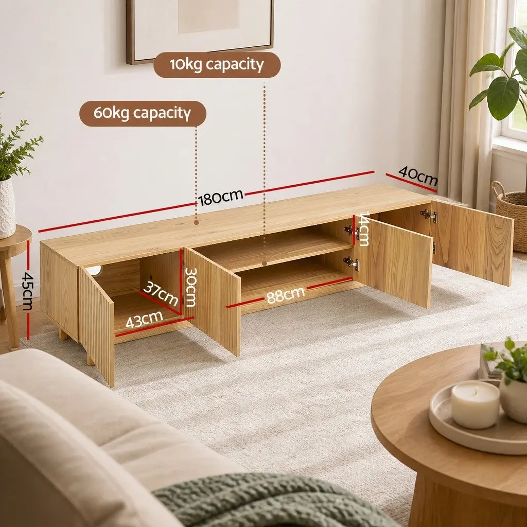 TV Unit Entertainment Storage Cabinet 180cm Living Room Media Display Stand