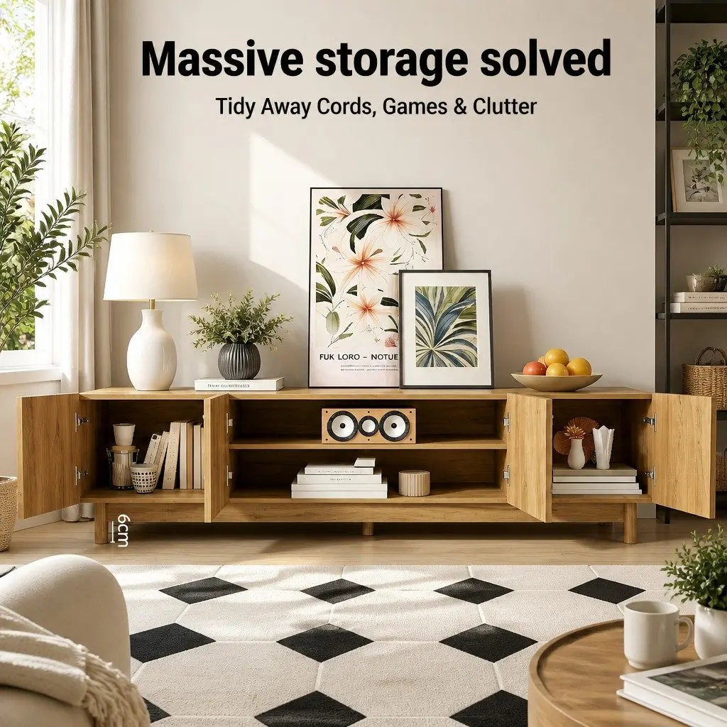 TV Unit Entertainment Storage Cabinet 180cm Living Room Media Display Stand