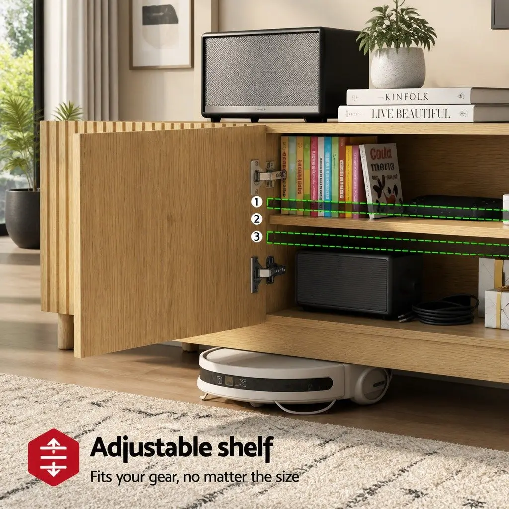 TV Unit Entertainment Storage Cabinet 180cm Living Room Media Display Stand