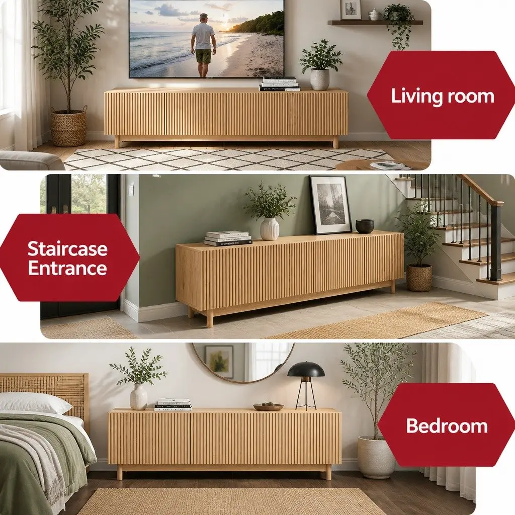 TV Unit Entertainment Storage Cabinet 180cm Living Room Media Display Stand