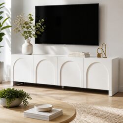 White 180cm TV Entertainment Unit with Adjustable Shelves