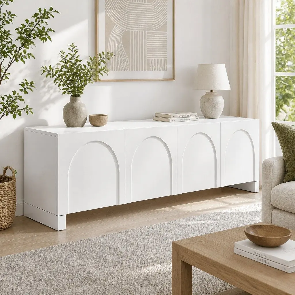 White 180cm TV Entertainment Unit with Adjustable Shelves