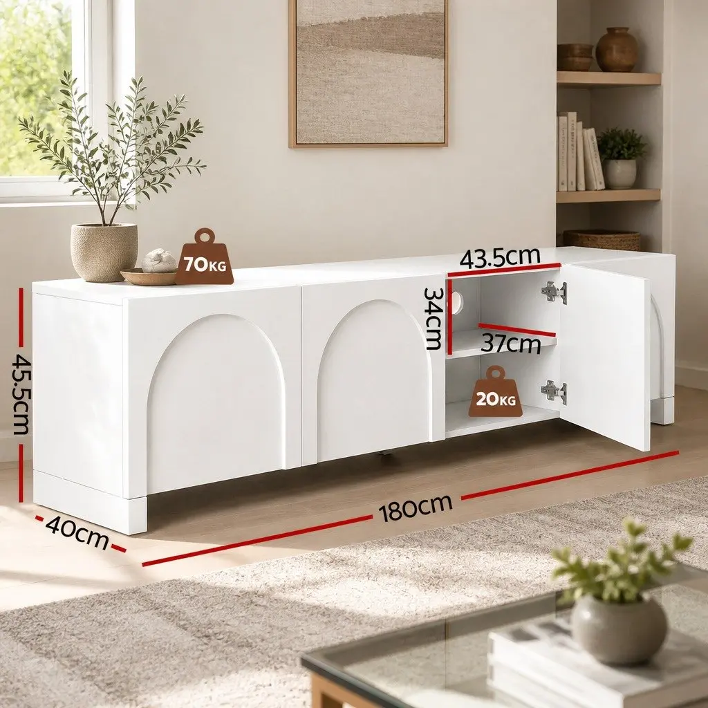 White 180cm TV Entertainment Unit with Adjustable Shelves