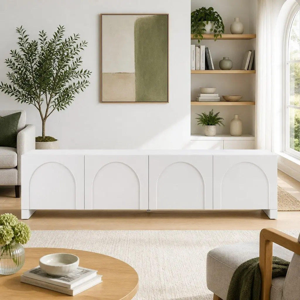 White 180cm TV Entertainment Unit with Adjustable Shelves
