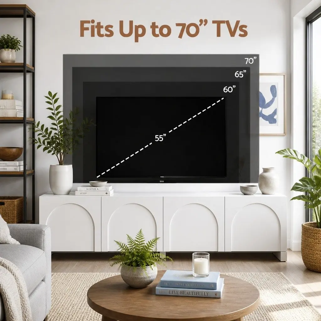 White 180cm TV Entertainment Unit with Adjustable Shelves