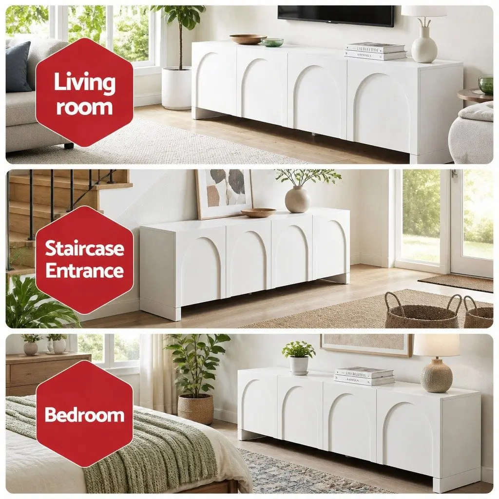 White 180cm TV Entertainment Unit with Adjustable Shelves