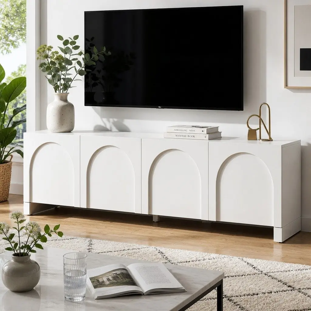 White 180cm TV Entertainment Unit with Adjustable Shelves