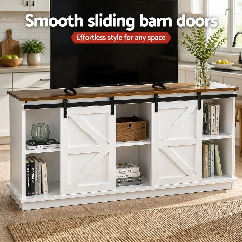 Buffet Sideboard Storage Cabinet White 150cm MDF with Pinewood