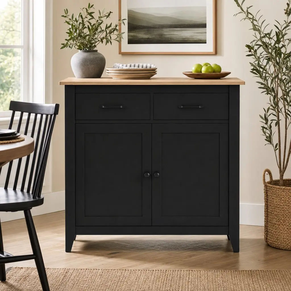 90cm Buffet Cabinet with 2 Durable Drawers