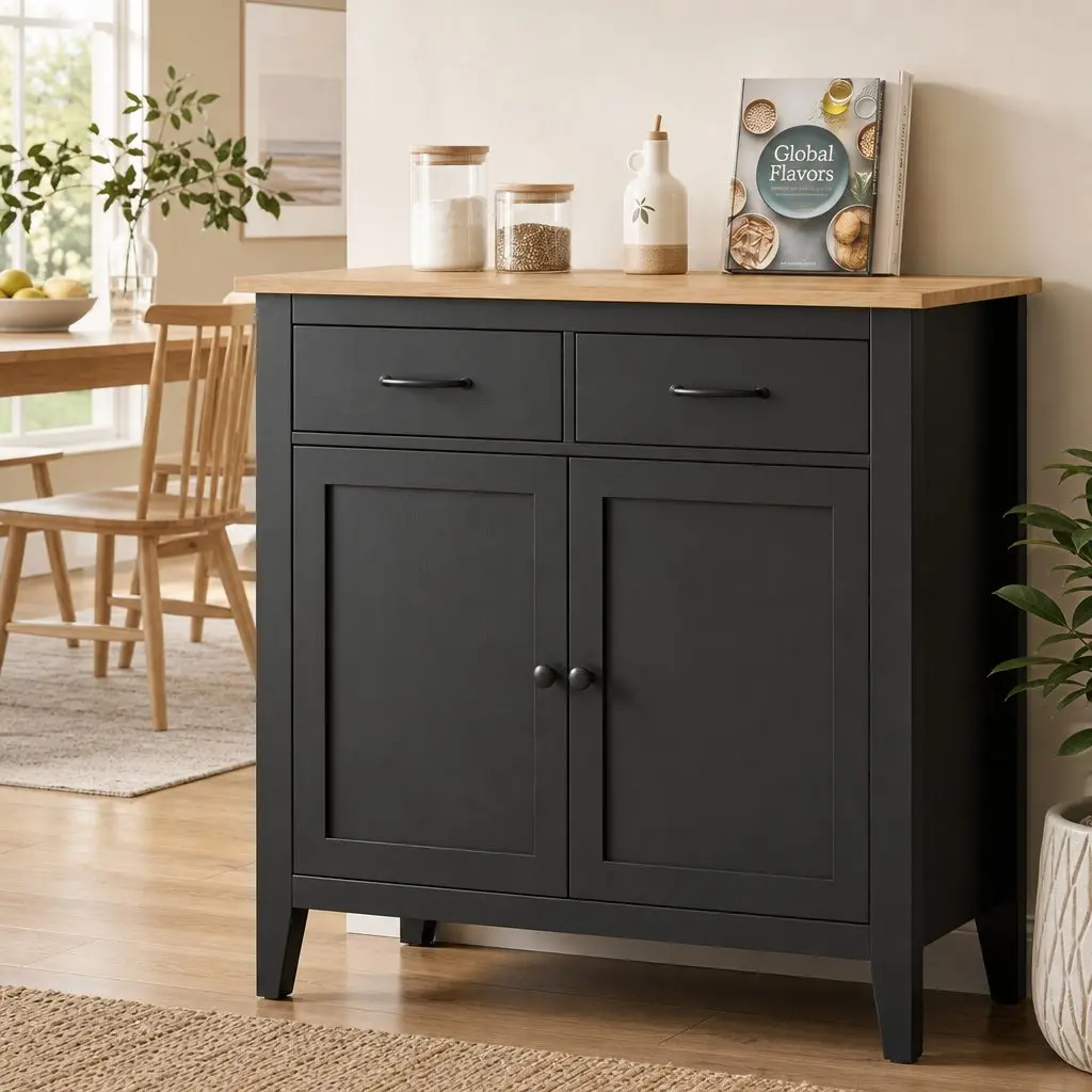 90cm Buffet Cabinet with 2 Durable Drawers