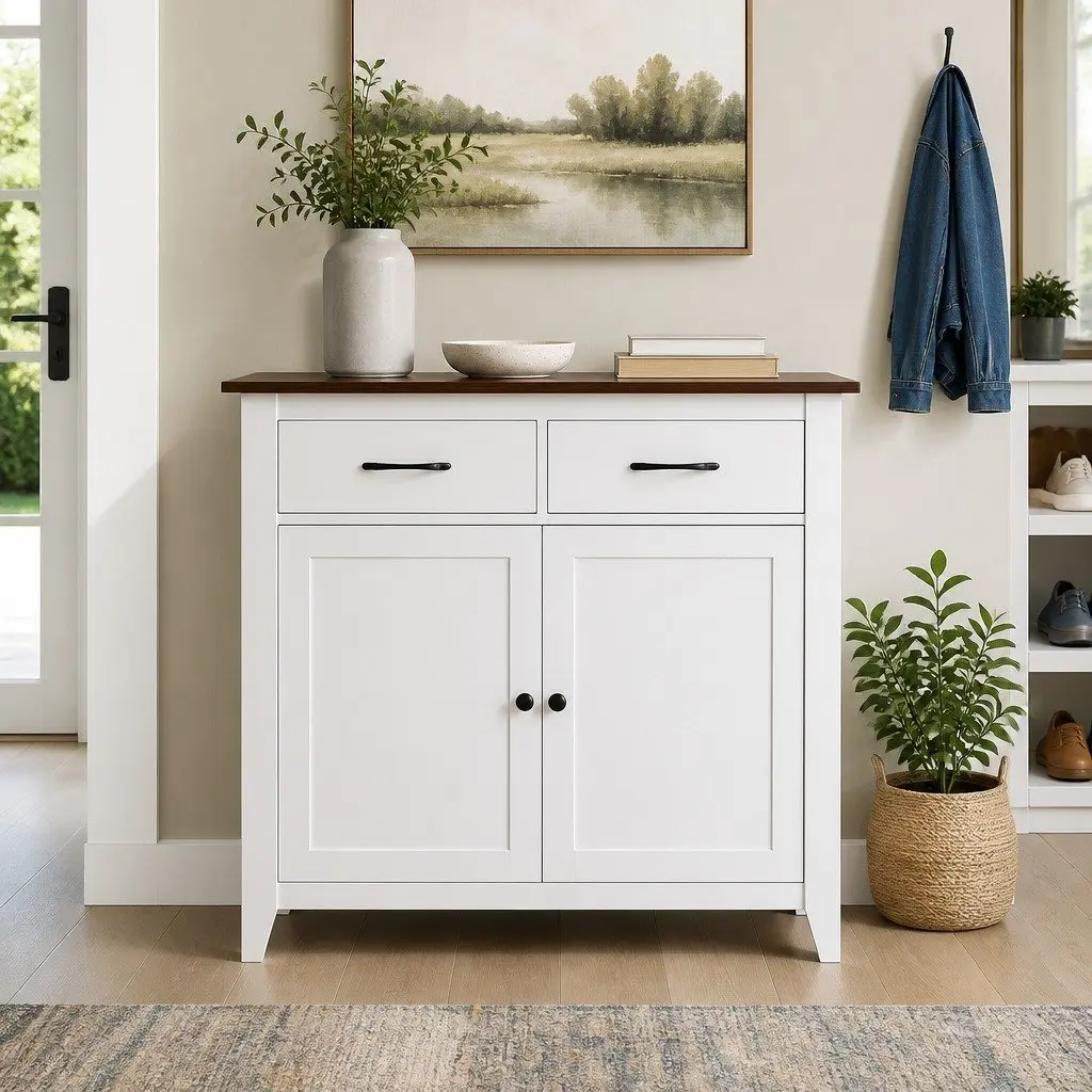 90cm Buffet Sideboard Storage Cabinet with 2 Drawers