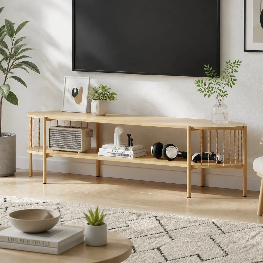 TV Entertainment Unit Storage Shelf 148cm Open Shelving Media Stand