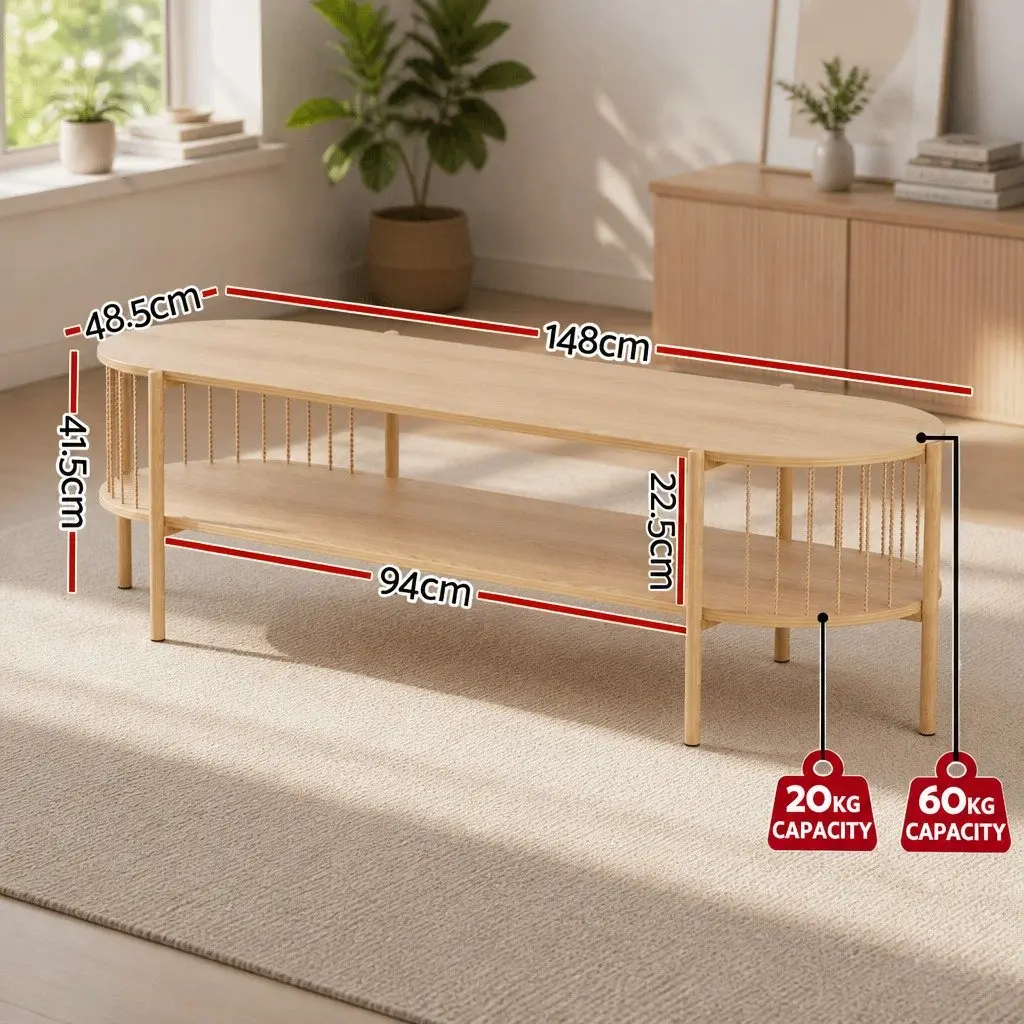 TV Entertainment Unit Storage Shelf 148cm Open Shelving Media Stand