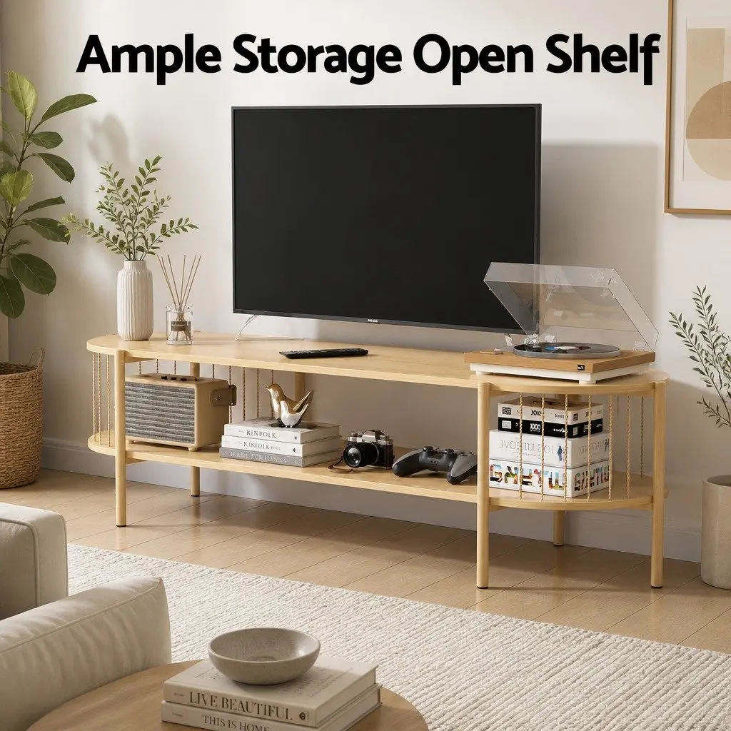 TV Entertainment Unit Storage Shelf 148cm Open Shelving Media Stand