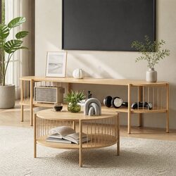 Pine Living Room TV Unit and Coffee Table Set