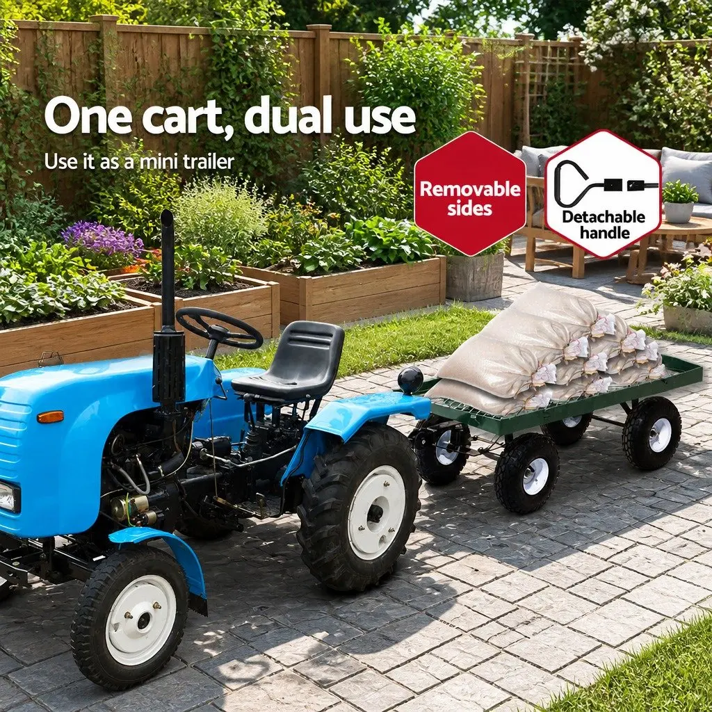 Mesh Garden Cart Heavy-Duty Outdoor Transport Storage Green 96cm Steel