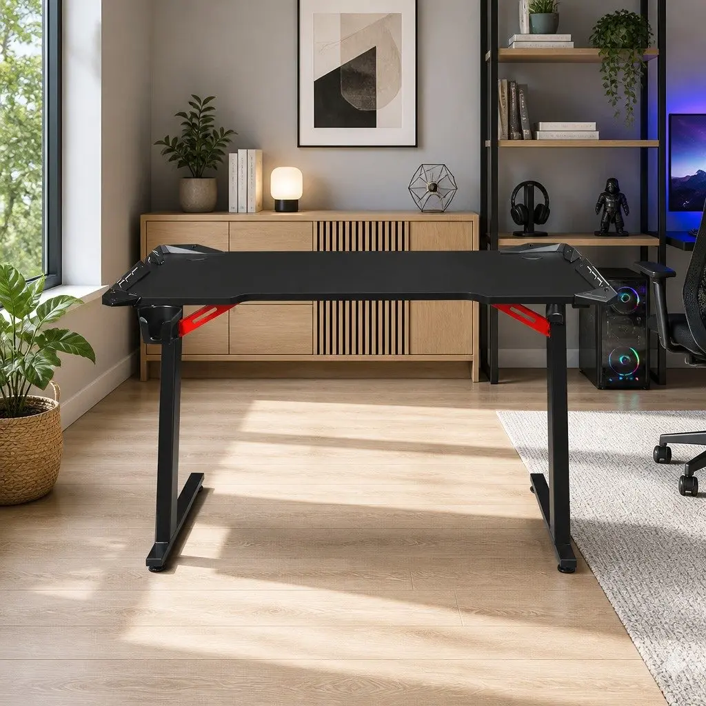 Gaming Desk Computer Desk 120CM LED Light Home Office Workstation Table