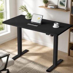 Motorised Standing Desk Frame Height Adjustable Black Office Workstation 140CM