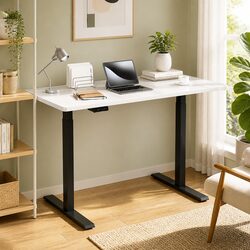 Dual Motor Height Adjustable Standing Desk Frame 140cm White