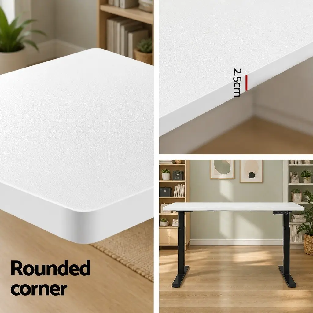 Motorised Standing Desk Dual Motor Height Adjustable Frame White 140cm Particle Board