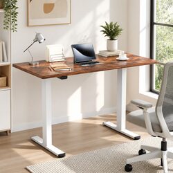 Dual Motor Height Adjustable Desk Frame 120cm Rustic Brown